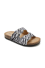 Leane Zebra Print Buckle Sliders