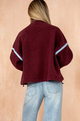 Lulu Plum Contrast Binding Zip Fleece
