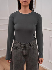 Maglia girocollo grigia misto cashmere - HaveOne