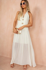 Judy Cream Halterneck Celestial Maxi Dress