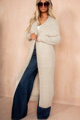 Arya Stone Hairy Knit Long Cardigan