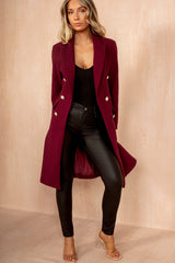 Winona Plum Longline Double Breasted Coat