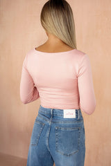 Monroe Blush Pink Slinky Square Neck Bodysuit