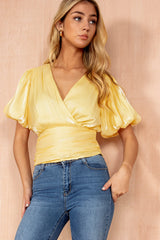 Carly Yellow Shimmer Top