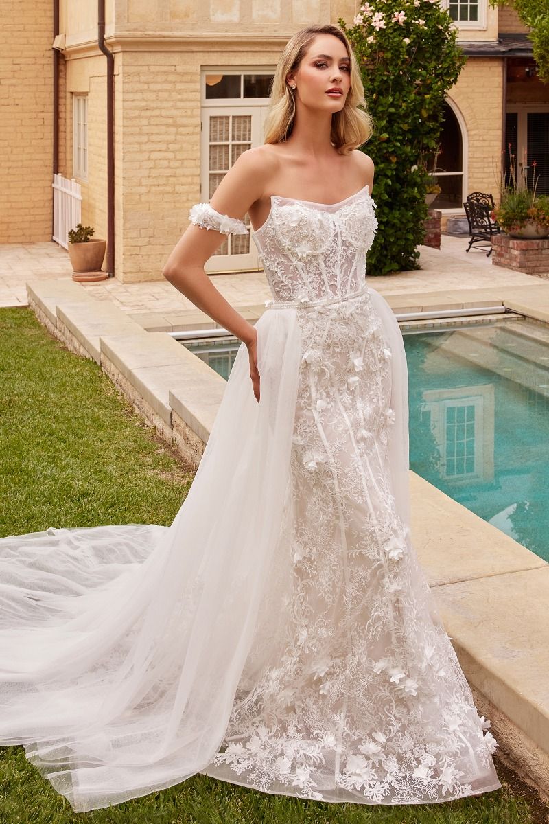 FIT & FLARE BRIDAL GOWN WITH REMOVABLE SKIRT CDCD861W