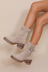 Hunter Stone Contrast Sole Suedette Chelsea Boots