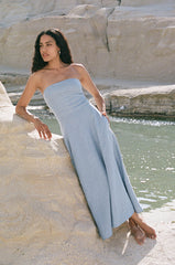 AMARA Midi Dress - Chambray Blue linen - ROVE Designs