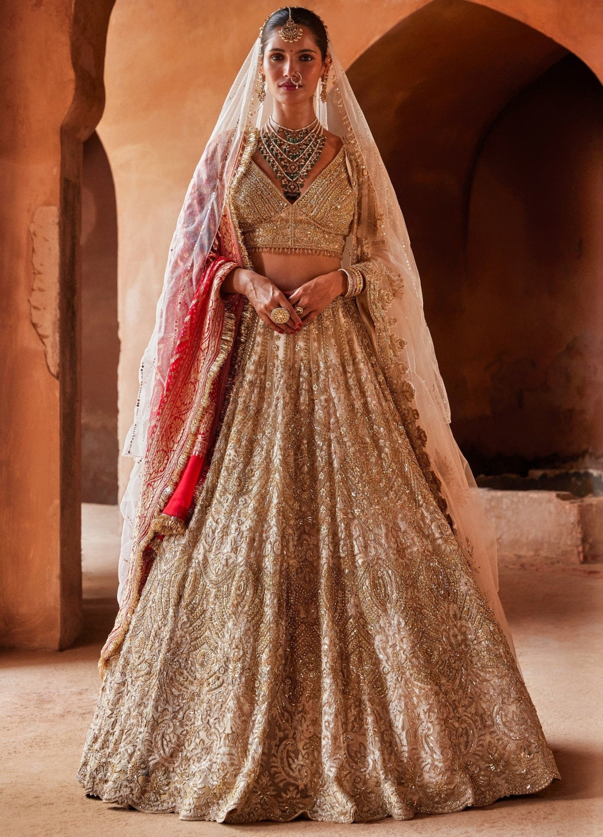 Nitika Gujral Champagne Gold Bridal Lehenga With Crystal WorkFabilicious Fashion