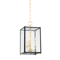 Chaselton Lantern - 3-Light - Aged Brass/Darkest Blue by Hudson Valley Lighting