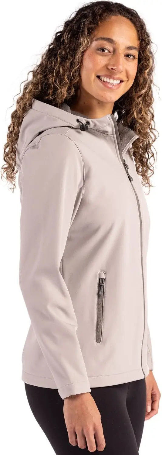 Clique Lqo00075 Tempo Recycled Stretch Softshell Womens Hooded Jacket - Silver Gray Pure Slate