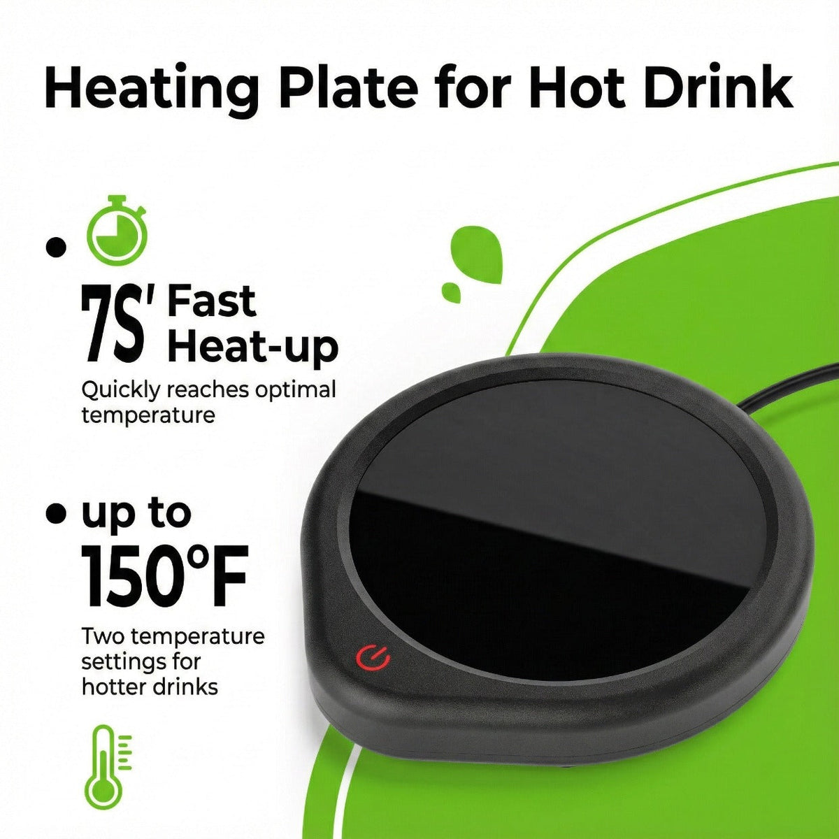 【ET-01】Coffee Mug Warmer for Desk, Cup Warmer with Auto Shut Off Smart Temperature Settings, Electric Beverage Tea Water Milk Warmer for All Cups and Mugs, Heating Plate Candle Wax Warmer