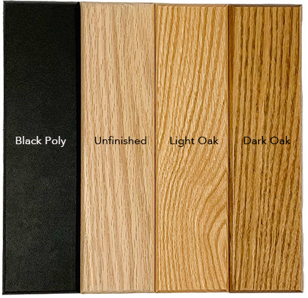 Color palate with 4 wood options for wall gun mounts