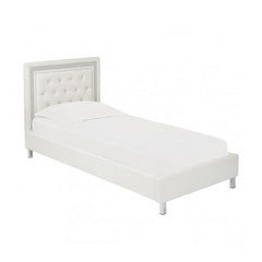 Crystalle Faux Leather Upholstered Single Bed In White