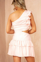 Vanessa Pink Cut Out Frill Dress