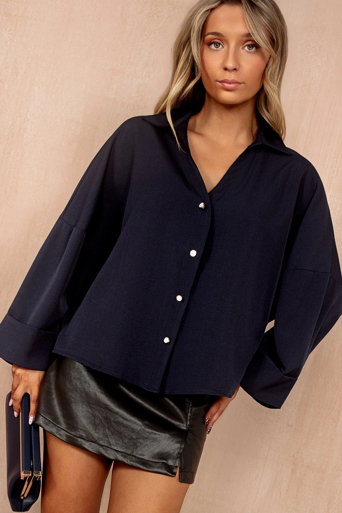 Val Navy Oversized Shirt