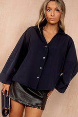 Val Navy Oversized Shirt