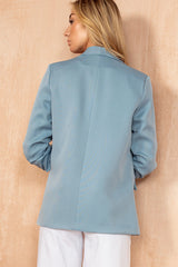Maxine Duck Egg Ruched Sleeve Blazer