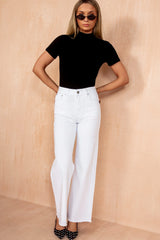 Skye White Denim Wide Leg Jeans