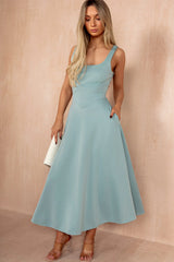 Henley Duck Egg Square Neck Scuba Dress