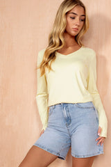Odilia Lemon Slinky V Neck Top