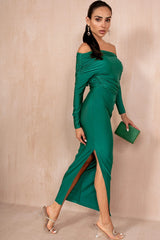 Alina Green Off The Shoulder Dress