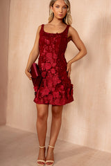 Celeste Berry 3D Floral Mini Dress