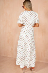 Noah Cream Polka Dot Cut Out Midi Dress