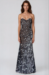 Strapless Fit and Flare Gown Gown Rene Ruiz Collection 0 Silver