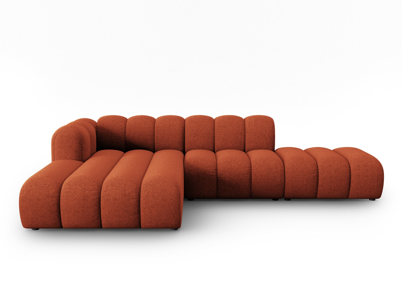 MICADONI Lupin Modular åben hjørnesofa venstre 5 sæder orange chenille og sort plast