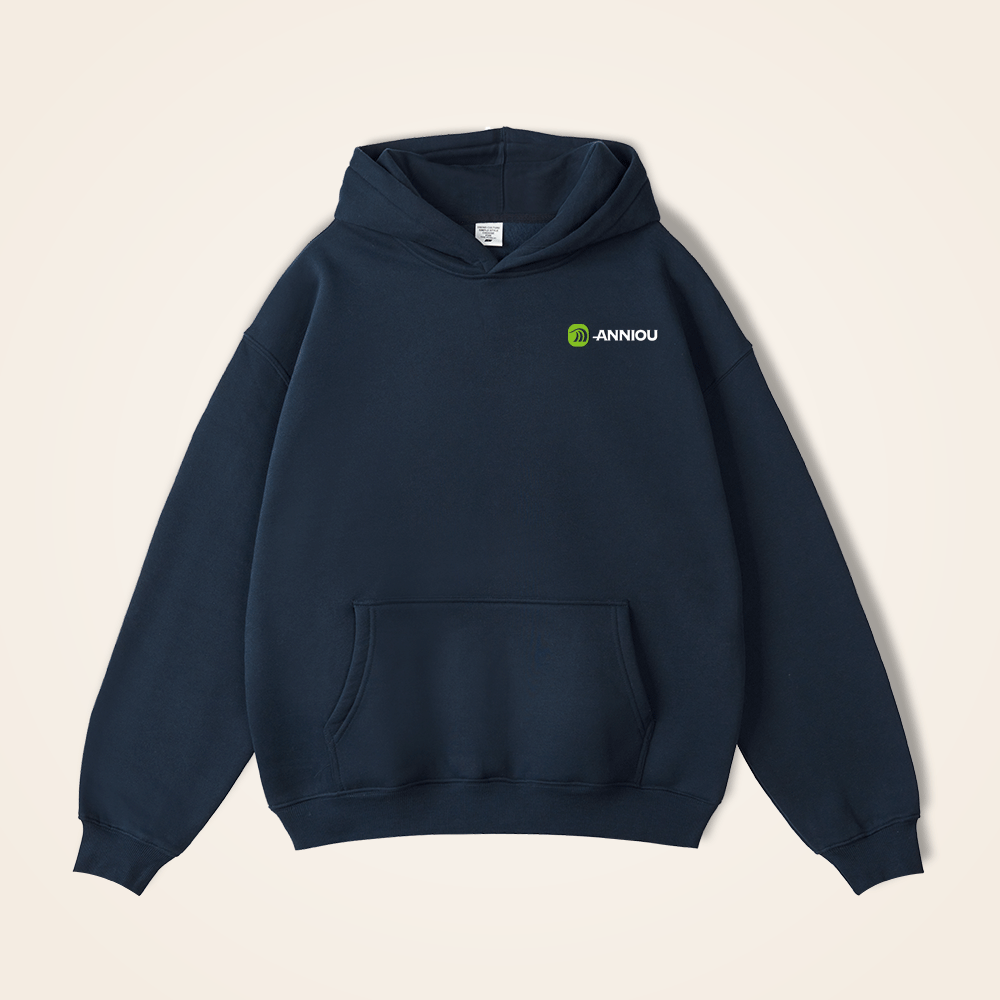 dark blue 350gsm fleece pullover hoodie