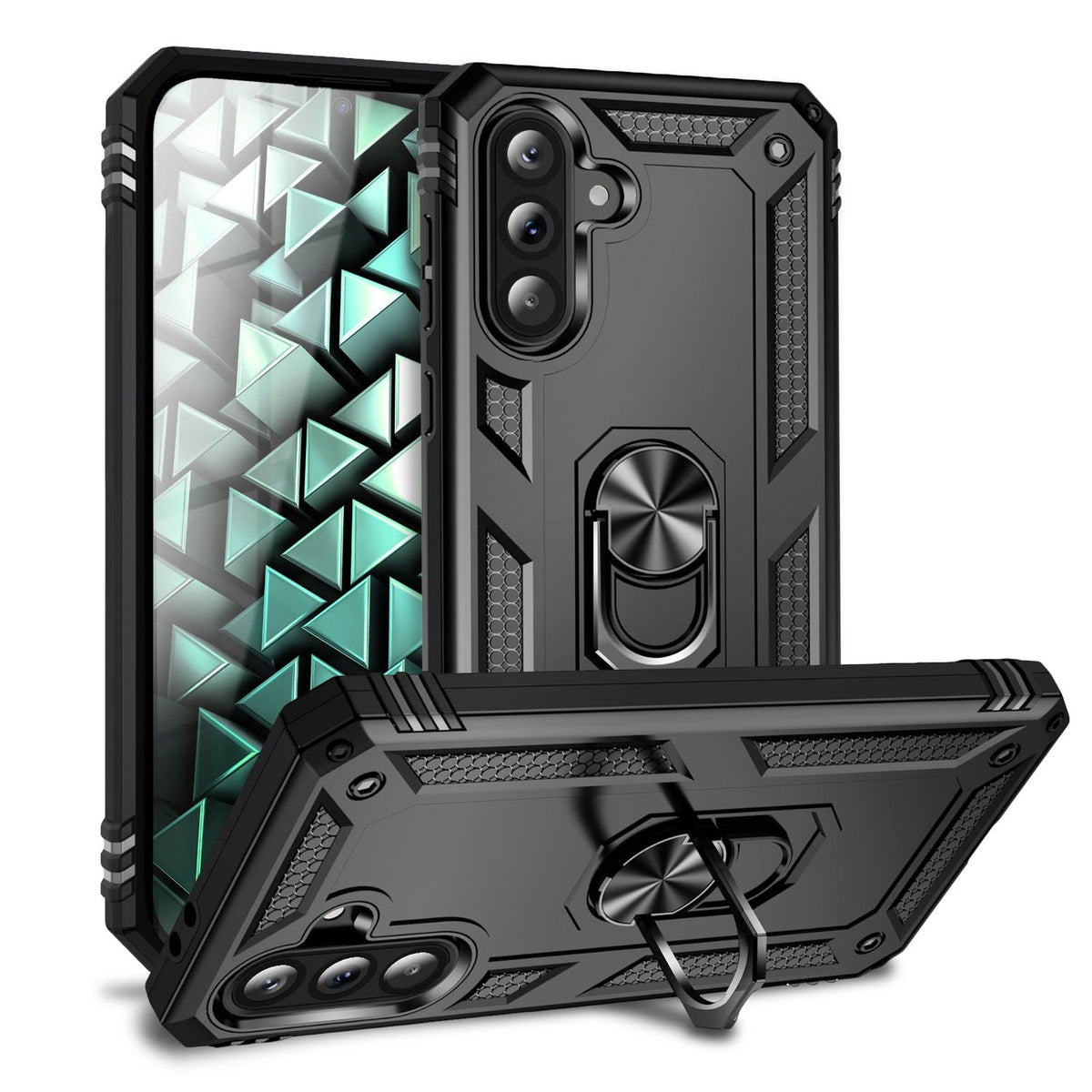 NALIA Panzerhülle für Samsung Galaxy A56 – Ring-Ständer 360° & Magnet-Halterung Kompatibel – RINGDEFEND (Stoßfestes Outdoor Case) – Marke aus Berlin Default Title NALIA Outdoor Hülle
