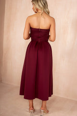Saskia Plum Bandeau A-Line Midi Dress