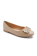 Hannah Nude PU Buckle Ballet Pumps