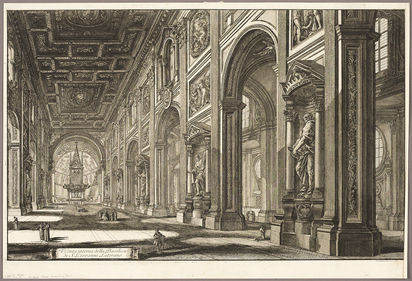Interior view of the Basilica of St. John Lateran, from Views of Rome -  Giovanni Battista Piranesi,  Poster Print Wall Art