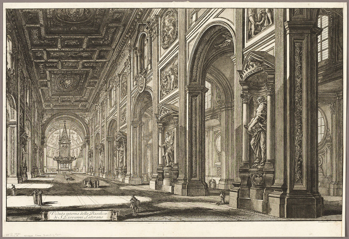 Interior view of the Basilica of St. John Lateran, from Views of Rome -  Giovanni Battista Piranesi,  Poster Print Wall Art
