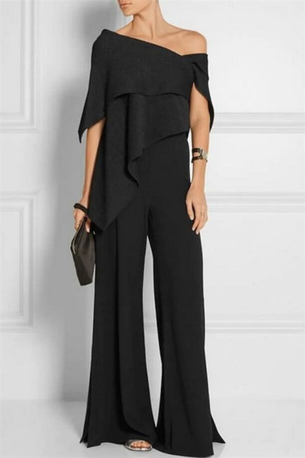 Designer Black Mother Of The Bride Dresses Chiffon Bridesmaid Jumpsuit