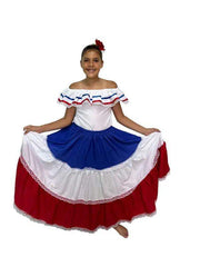 Dominican Republic Traditional Girls Fiesta Dress - VivianFongDesignsLLC