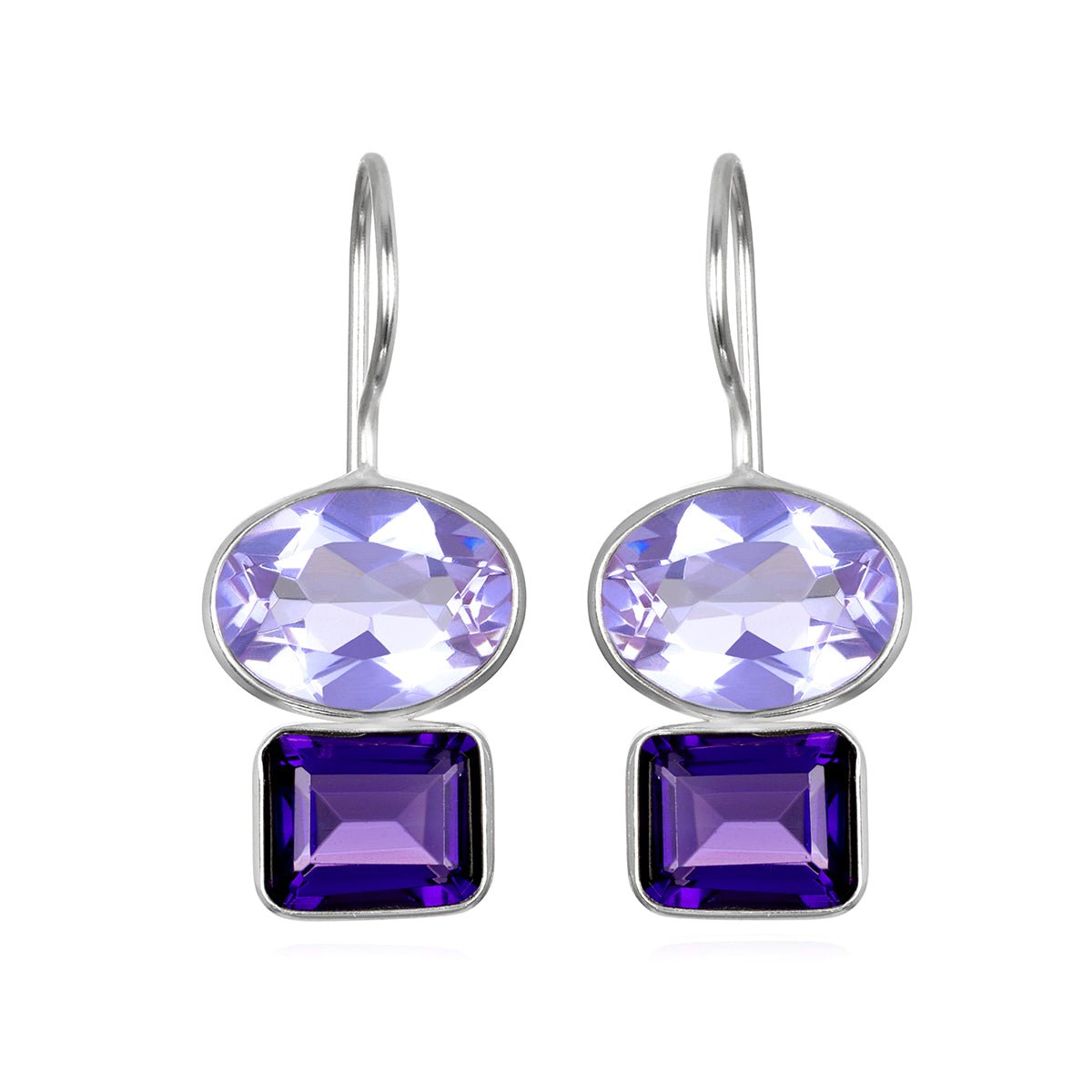 Double Valencia Earring - Lilac & Violet Silver - Amelia Rose Design