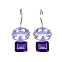Double Valencia Earring - Lilac & Violet Silver - Amelia Rose Design