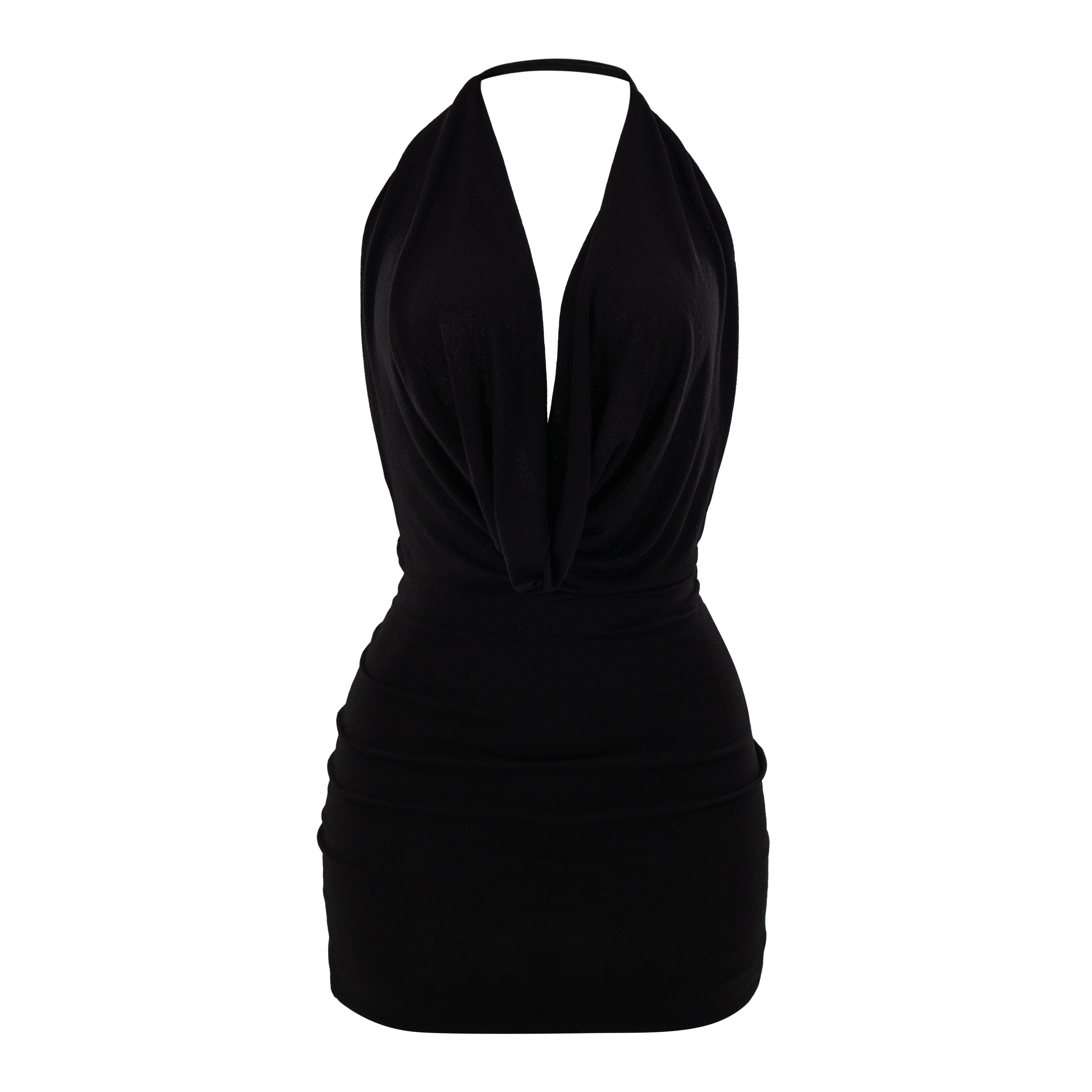 Drape Cowl Mini Dress Black