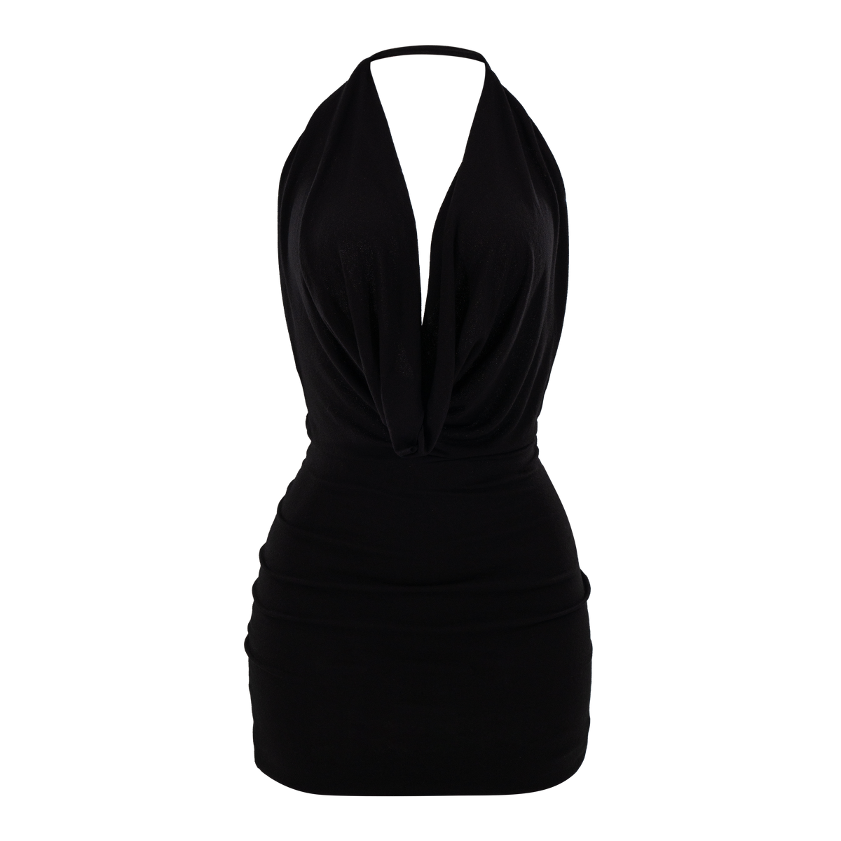 Drape Cowl Mini Dress Black