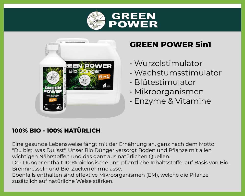 S&K Organics Green Power, 5in1 Bio Dünger Vegan. 100% BIO - 100% NATÜRLICH.