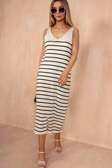 Jordan Stone Fine Knit Striped Midi Dress