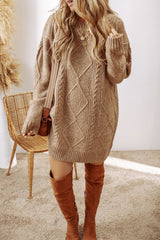 Cable-Knit Round Neck Sweater Dress - Charming Charlie