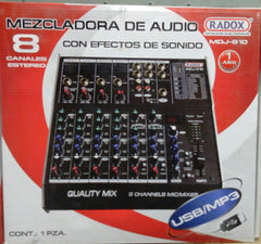MEZCLADORA DE AUDIO 8 CANALES C/USB MDJ810