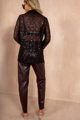 Alexandra Black Sequin Sheer Shirt