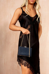 Kim Navy Sequin Box Bag