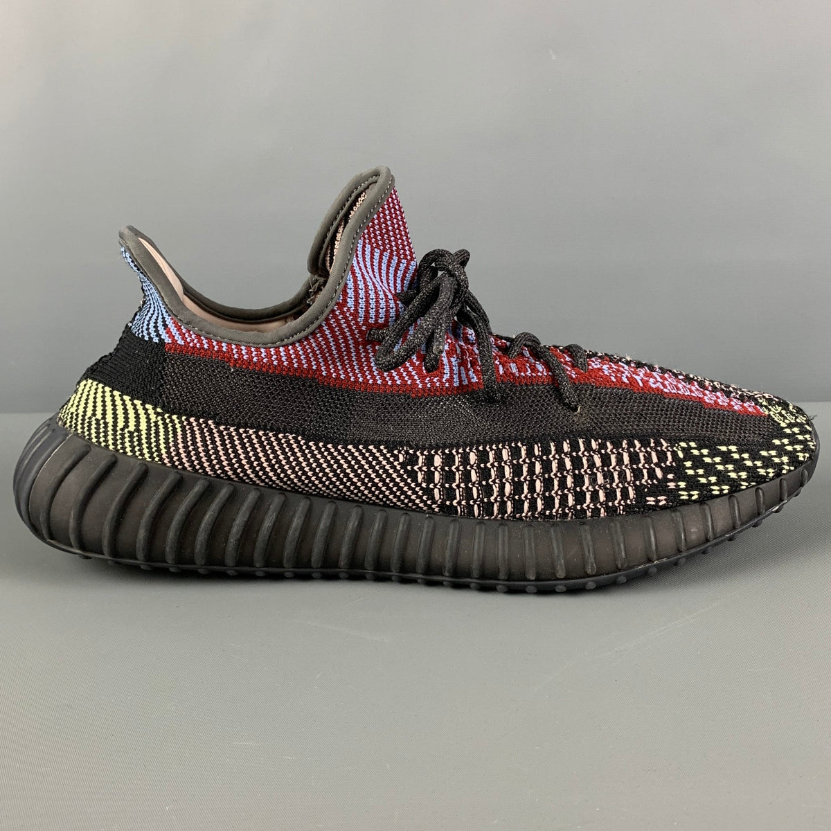 ADIDAS x YEEZY BOOST 350 V2 Size 12 Black Multi-Color Woven Mixed Fabrics Lace Up Sneakers