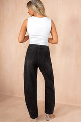 Bevin Black Denim Barrel Jeans