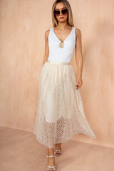 Carson Cream Eyelet Lace A Line Skirt